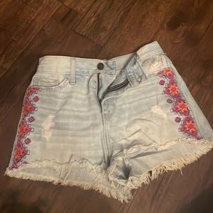 Hollister jean shorts with embroidery.